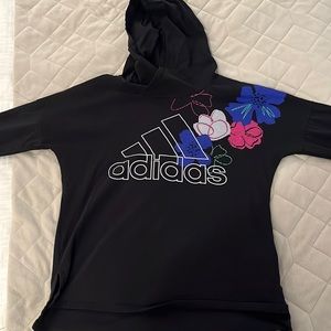 Girls, Adidas aeroready black with flower print size 10-12